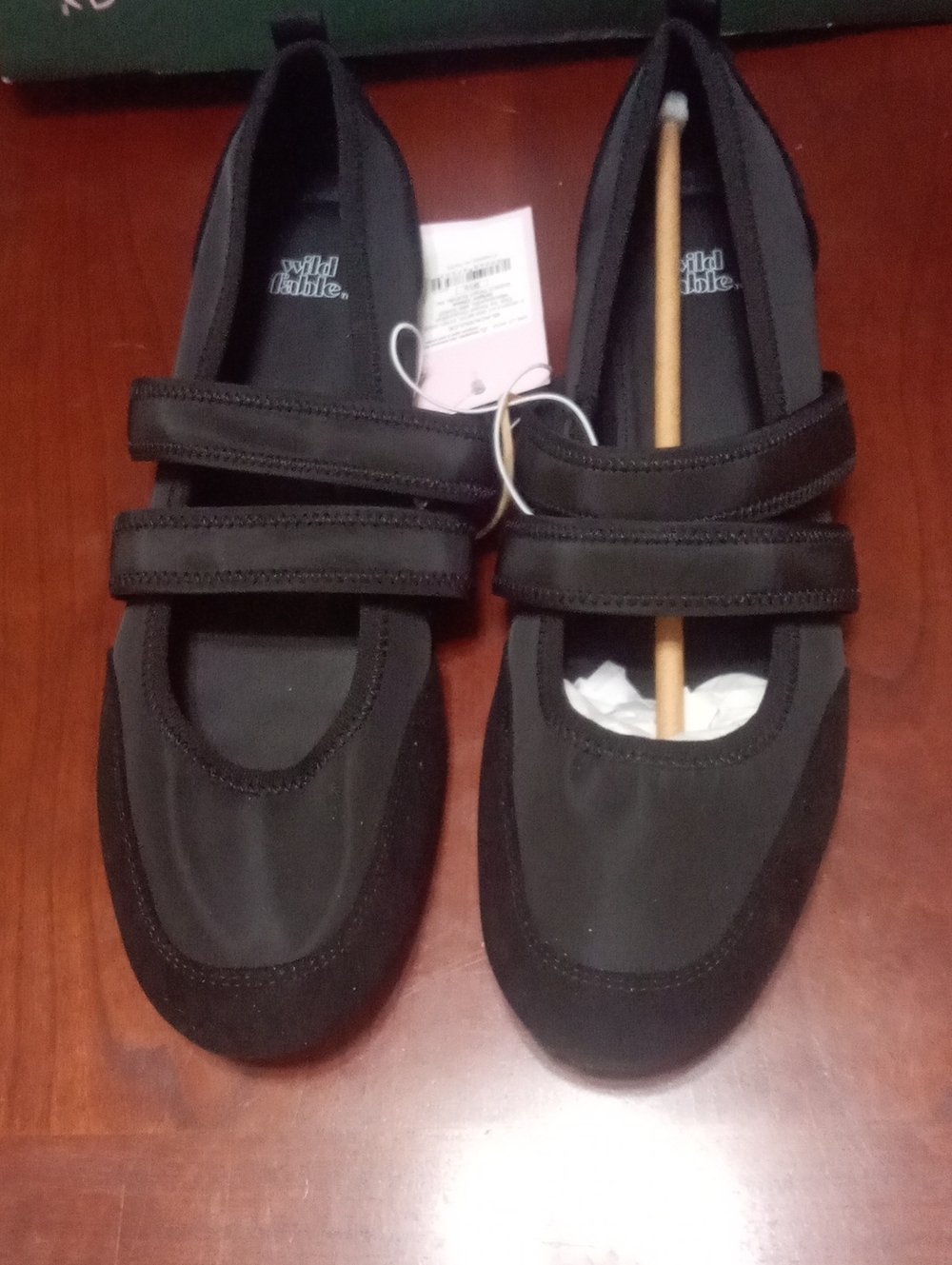 wild fable Black Double-Strap Mary Jane Shoes 9 1/2 NWT Fabric & Suede